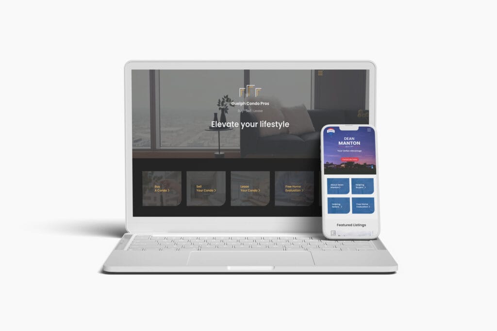 a laptop and mobile phone with one of our local Guelph web design clients displayed