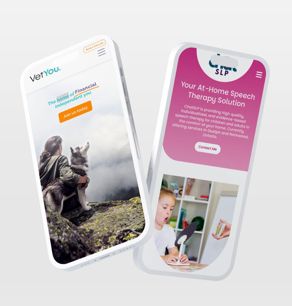 Responsive website designs displayed on mobile phones by Black Bike Media Inc