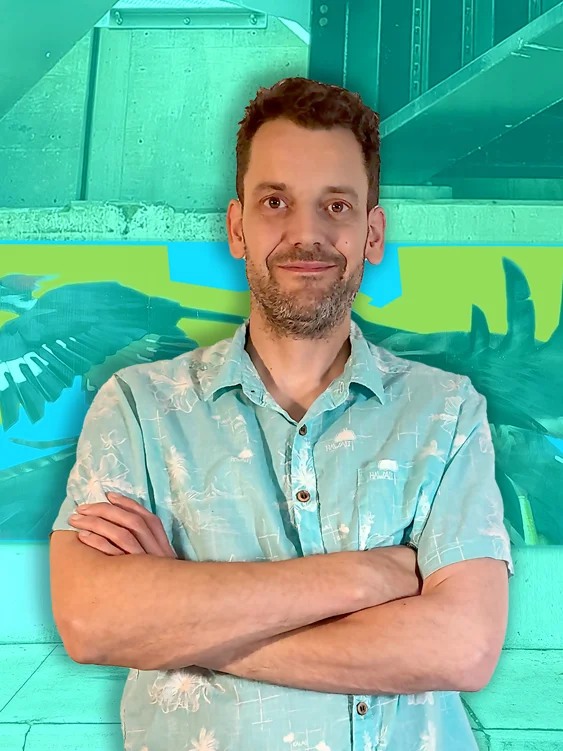 owner-black-bike-media-inc-coen-commijs in front of the tunnel grafitti in guelph